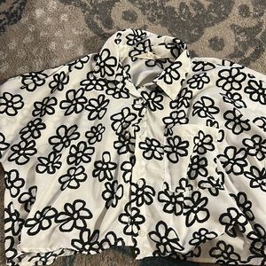 Cropped button down dress shirt